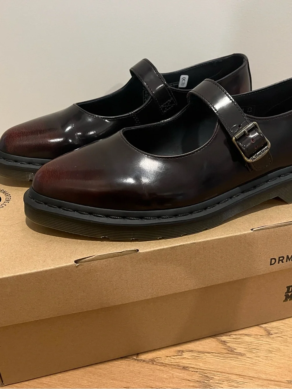 Dr. Martens Patent Mary Jane Shoes in Cherry Red - Picture 1 of 5